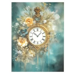 Dreamscape: Reloj Vintage. Papel de arroz 23x31cm T-171 | L'aura Bella