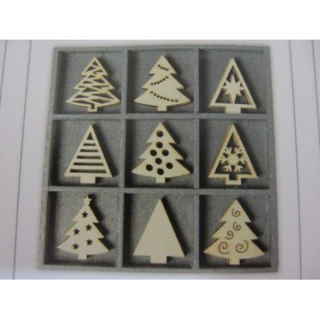 9 decoraciones madera. Árboles de Navidad