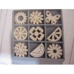 9 decoraciones madera. Frutas, flores, mariposa y sol. |L' aura Bella