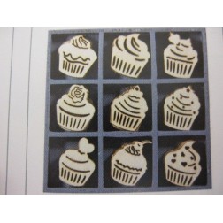 9 decoraciones madera. Cupcakes. . Decoraciones, Formas, filigranas y palabras