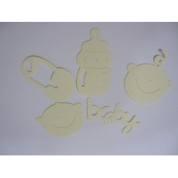 Formas: cara bebé, biberón, imperdible.... . Decoraciones, Precortados