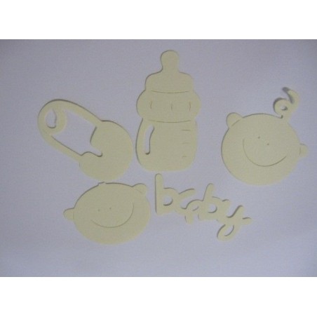 Formas: cara bebé, biberón, imperdible...