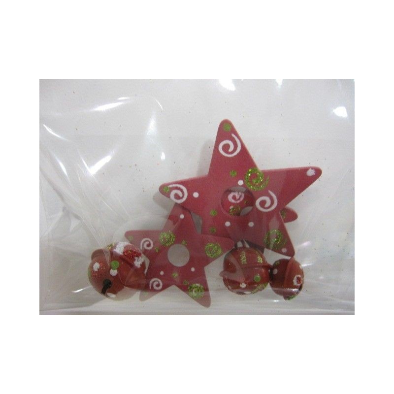 Pack: 3 estrellas de madera y tres cascabeles | L'aura Bella
