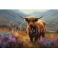 Flora, Highland Cow. Papel Tissue para Decoupage. Whimsykel Designs