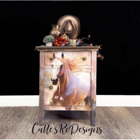 Unbridled, caballo blanco. Papel Tissue para Decoupage. Whimsykel Designs