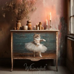 Whiskerina. Papel Tissue Decoupage Whimsykel Designs | L'aura Bella