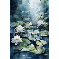 Blue Water Lilies. Papel Decoupage Whimsykel Designs | L'aura Bella