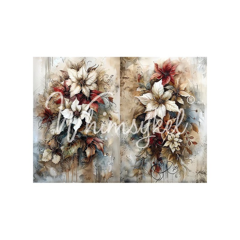 Christmas Floral. Papel Decoupage Whimsykel Designs | L'aura Bella