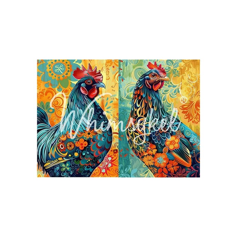Whimsical Roosters. Papel Decoupage Whimsykel Designs | L'aura Bella