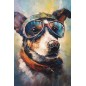Rascal, perro con gafas. Papel Tissue para Decoupage. Whimsykel Designs