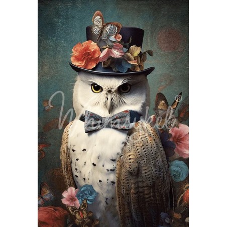 Reginald, búho. Papel Tisú Decoupage Whimsykel Designs | L'aura Bella