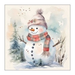 Servilleta para decoupage: Snowman in nature, 33x33cm | L'aura Bella