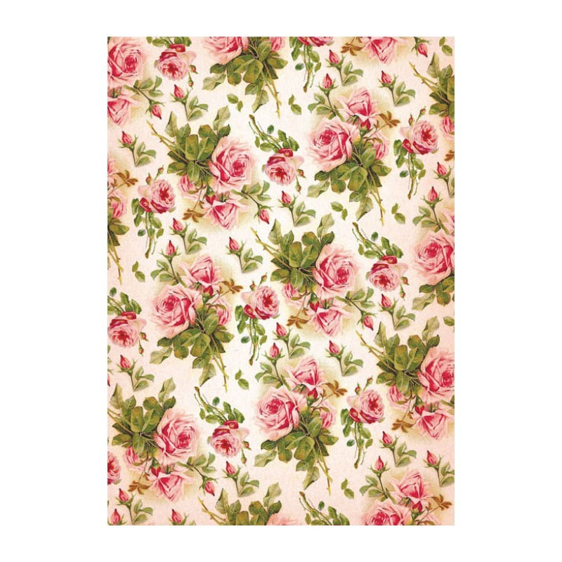 fondo con rosas rosas. Papel Arroz A3 Cadence PA204 | L'aura Bella