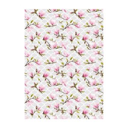 Magnolias sobre fondo gris Papel Arroz A3 Cadence PA558 | L'aura Bella