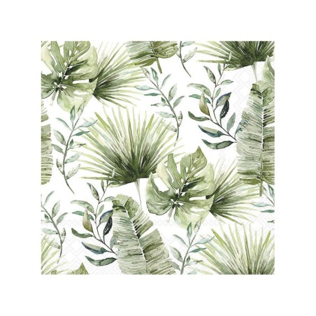 Servilleta para decoupage: Jungle Leaves White, 33x33cm | L'aura Bella