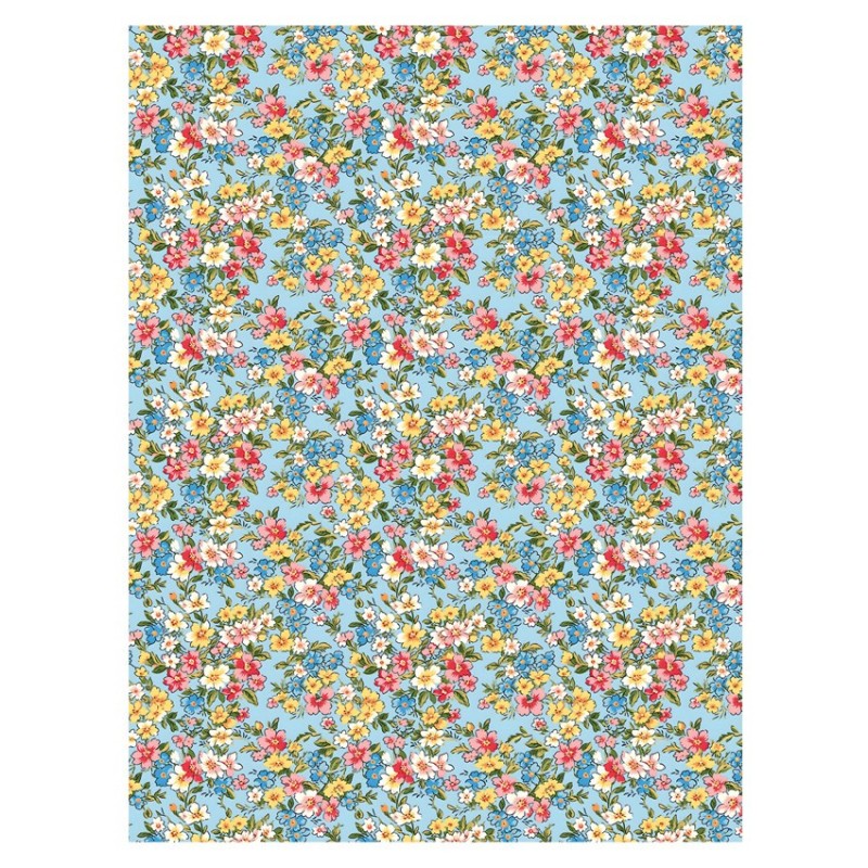 Flores Liberty fondo azul. Papel arroz 32x45cm TC362 | L'aura Bella