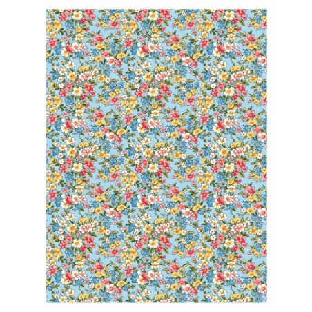 Flores Liberty fondo azul. Papel arroz 32x45cm TC362 | L'aura Bella