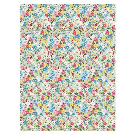 Flores Liberty fondo azul. Papel arroz 32x45cm TC363 | L'aura Bella