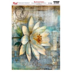 Nenúfar fondo mix media. Papel arroz 29.7x42cm. 16045| L'aura Bella