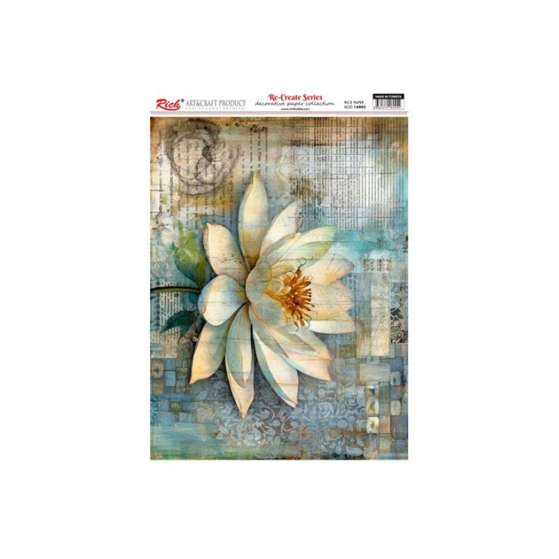 Nenúfar fondo mix media. Papel arroz 29.7x42cm. 16045| L'aura Bella