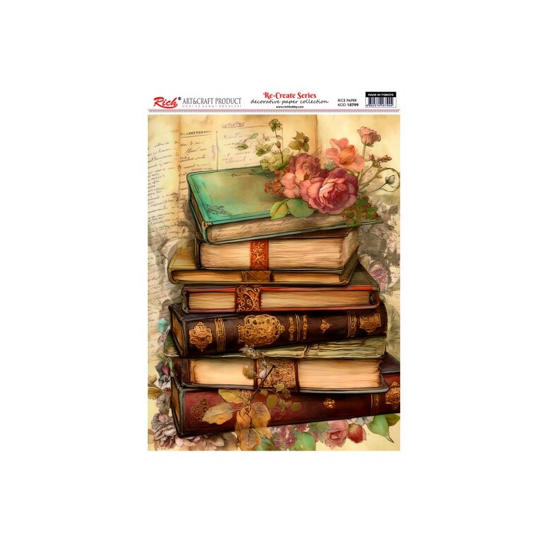 Libros antiguos. Papel de arroz 29.7x42cm. 18799 | L'aura Bella
