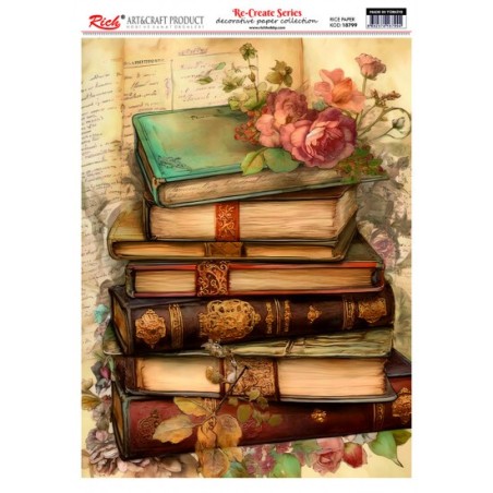 Libros antiguos. Papel de arroz 29.7x42cm. 18799 | L'aura Bella