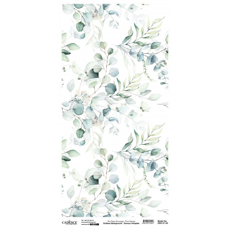 Hojas de eucalipto. Papel Arroz 30x60cm. Cadence EBD01 | L'aura Bella