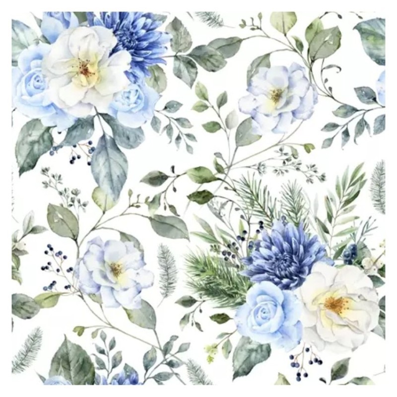 Servilleta decoupage: Fondo de flores azules. 33x33cm | L'aura Bella