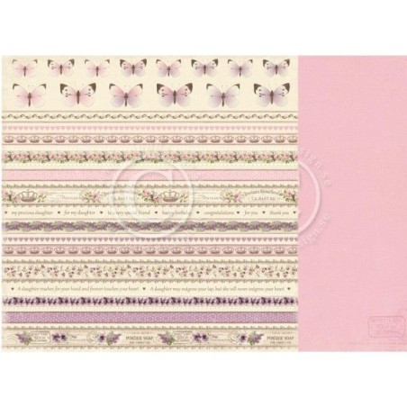 Papel Scrapbooking. Colección: My Precious Daughter. Borders. 30, 5 x 30,5 cm. Pion Design