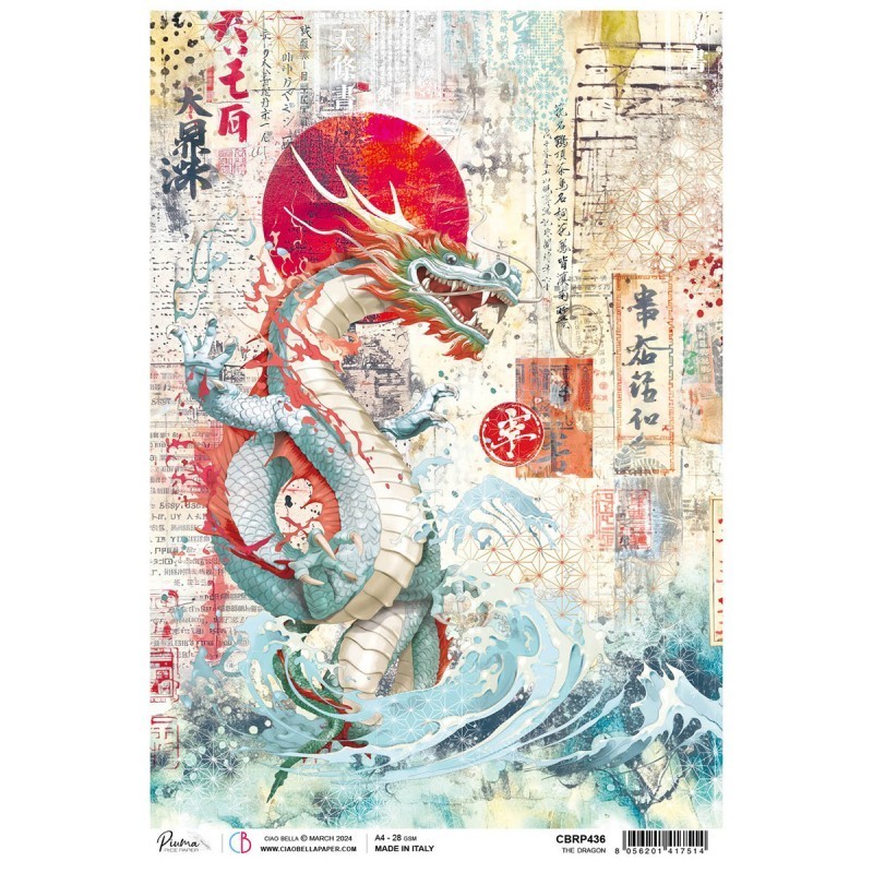 Papel de Arroz A4, The Dragon. Ciao Bella. CBRP436 | L'aura Bella
