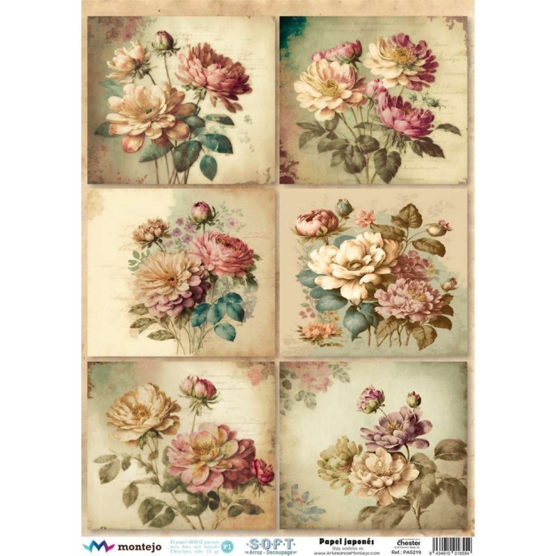 Flores vintage 5. Papel arroz SOFT japonés, A3 SPA5219 | L'aura Bella