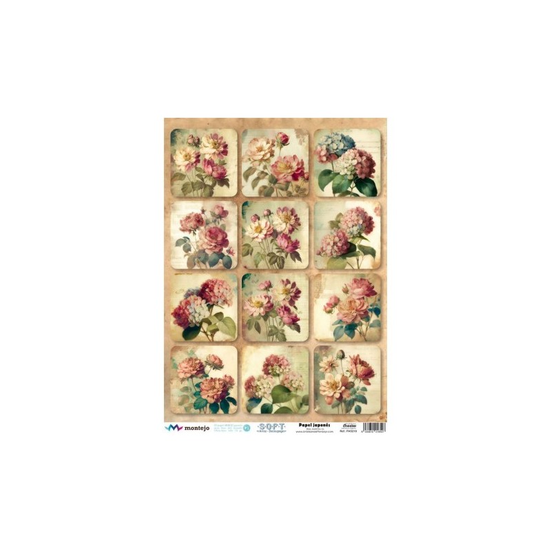 Flores vintage 4. Papel arroz SOFT japonés, A3 SPA5218 | L'aura Bella