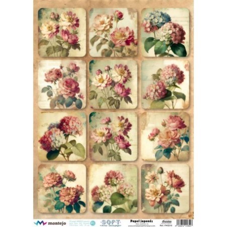 Flores vintage 4. Papel arroz SOFT japonés, A3 SPA5218 | L'aura Bella