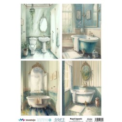 Baños, 4 imágenes. Papel arroz SOFT japonés, A3 SPA5215 | L'aura Bella