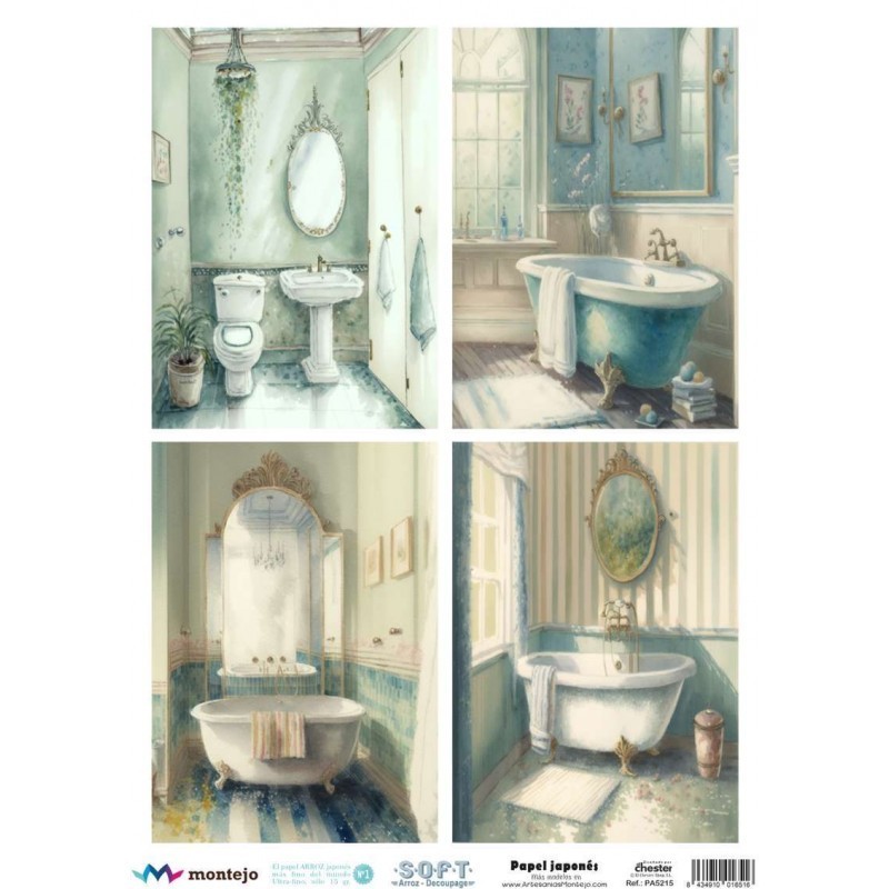 Baños, 4 imágenes. Papel arroz SOFT japonés, A3 SPA5215 | L'aura Bella