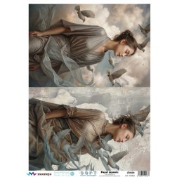 Mujeres y pájaros. Papel arroz SOFT japonés A3 SPA5840 | L'aura Bella