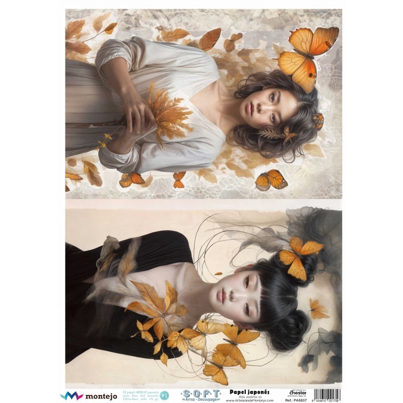 Mujeres y mariposas Papel arroz SOFT japonés A3 SPA5837 | L'aura Bella
