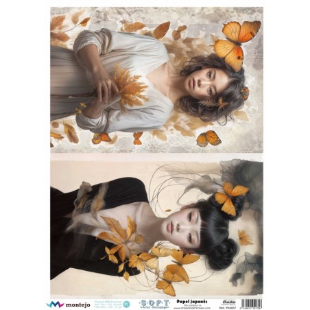 Mujeres y mariposas Papel arroz SOFT japonés A3 SPA5837 | L'aura Bella