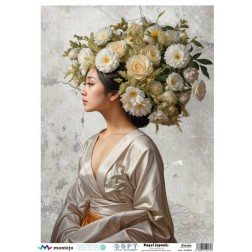 Mujer con flores. Papel arroz SOFT japonés A3 SPA5833 | L'aura Bella