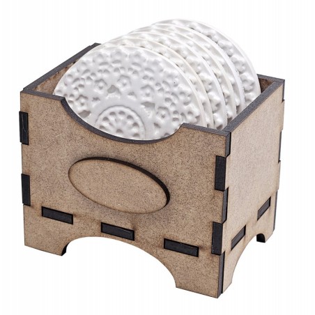 6 posavasos redondos con caja. Resina de poliuretano. Cadence