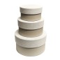 LINNE ROUND. Set de 3 cajas redondas con tapas forradas de lino