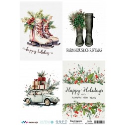 4 imágenes Navidad. Papel arroz SOFT japonés A3 SPA5914 | L'aura Bella