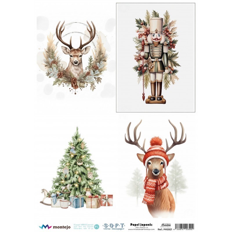 4 imágenes Navidad. Papel arroz SOFT japonés A3 SPA5921 | L'aura Bella