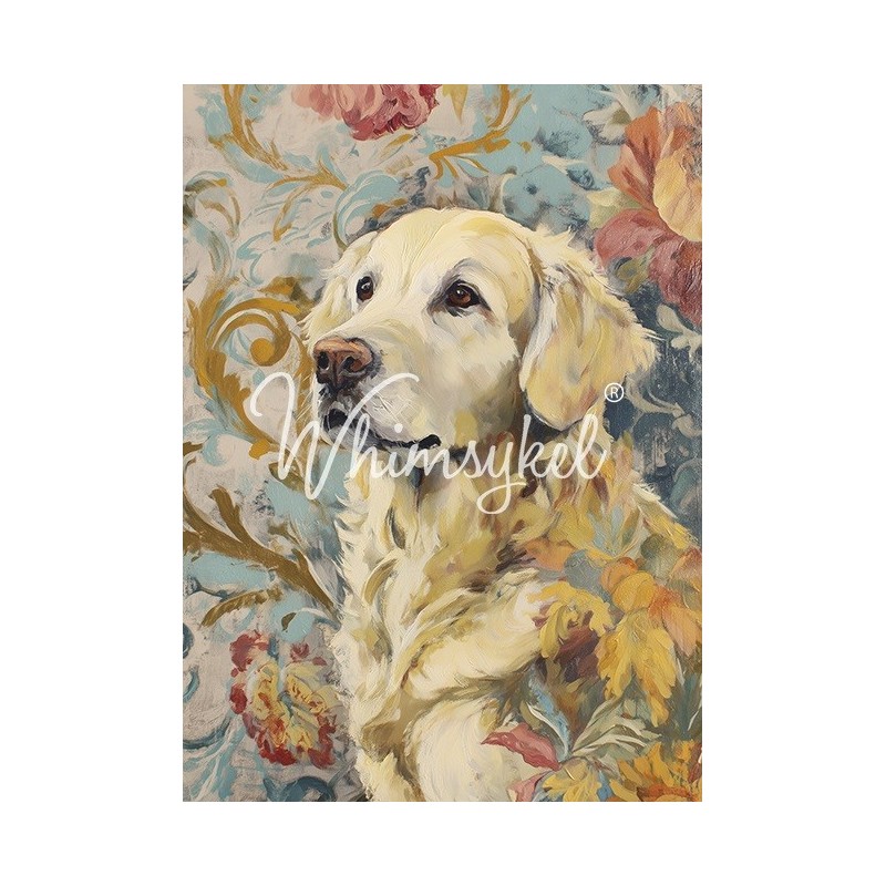 Golden Retriever. Papel Decoupage. Whimsykel Designs | L'aura Bella
