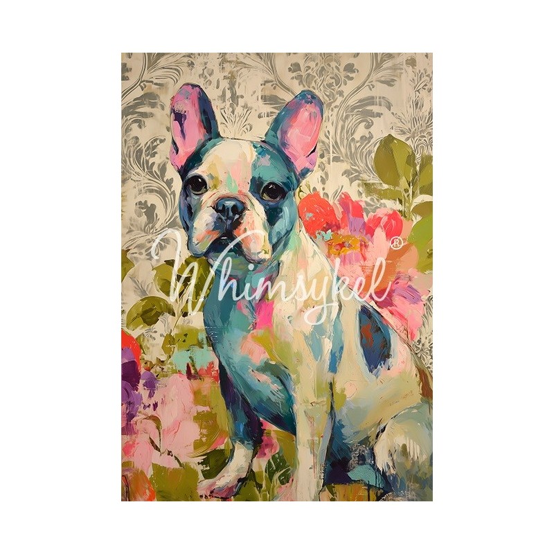 Frenchie, Bulldog. Papel Decoupage. Whimsykel Designs | L'aura Bella