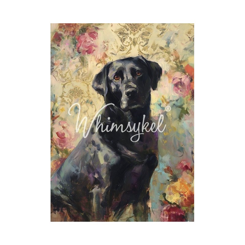 Labrador Negro. Papel Tisú Decoupage. Whimsykel Designs | L'aura Bella