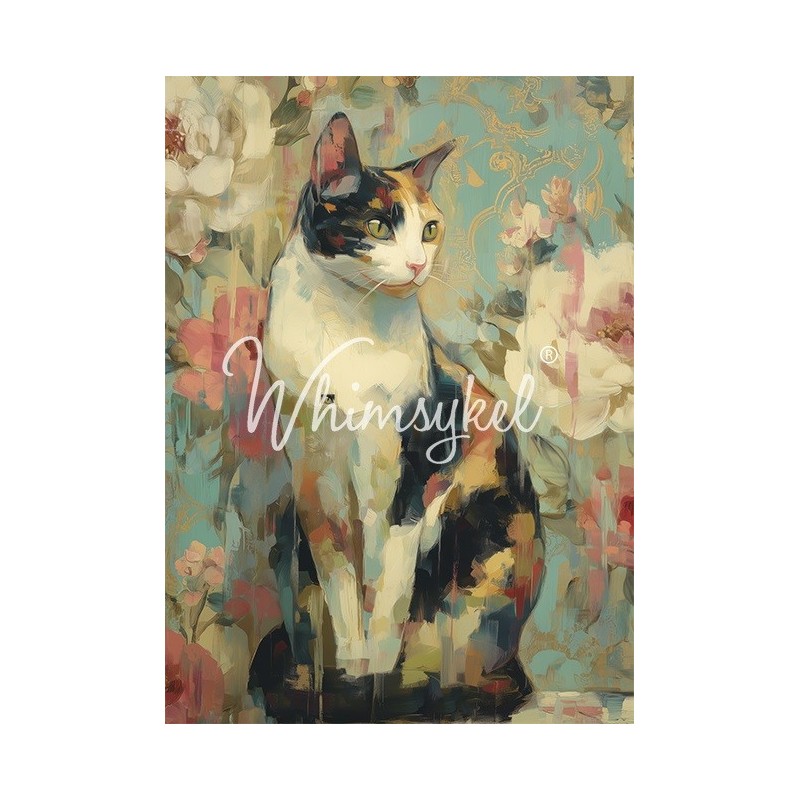 Gato Calico. Papel Tisú Decoupage. Whimsykel Designs | L'aura Bella
