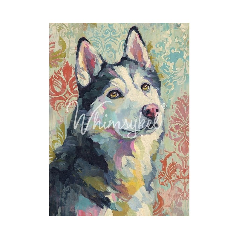 Husky, perro. Papel Tisú Decoupage. Whimsykel Designs | L'aura Bella