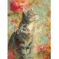 Gray tabby, gato atigrado gris. Papel Tissue para Decoupage. Whimsykel Designs