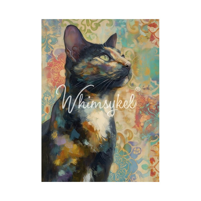 Tortoise Shell Cat. Papel Decoupage. Whimsykel Designs | L'aura Bella